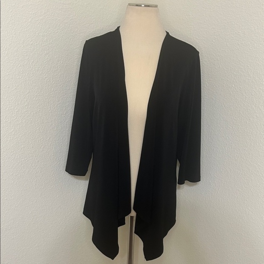 Tanjay Black Open Front Women's Light Drape Jacket L Large